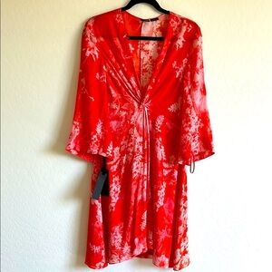 pinko brand wrapped v neck mini dress long sleeve Sz 6